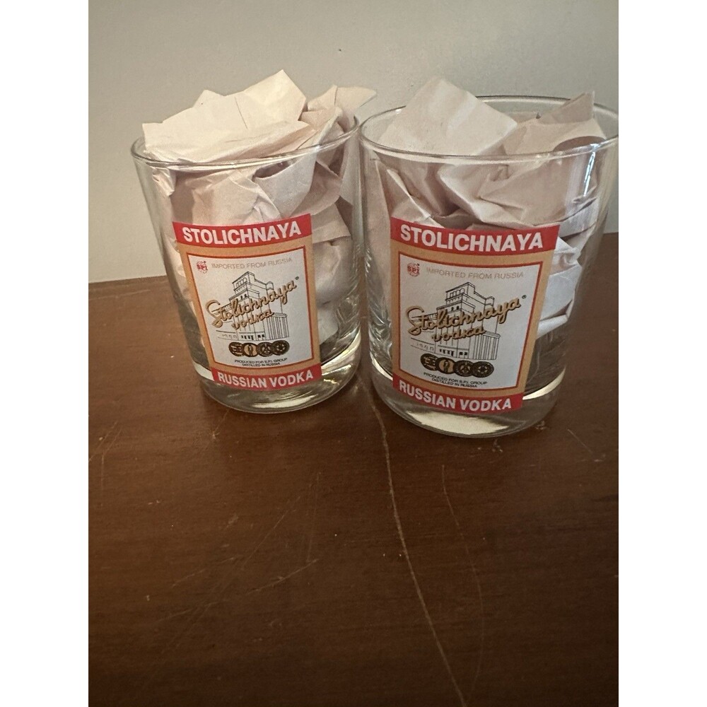 Vintage Stolichnaya Russian Vodka Double Old Fashioned Rocks Glass